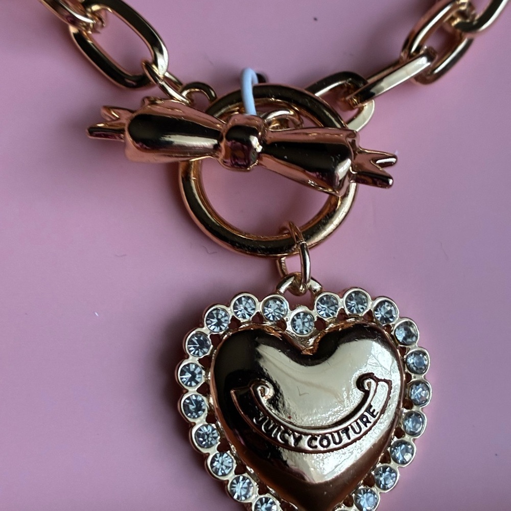 Juicy Couture Gold Heart Necklace with Bow Accents - Picture 11 of 11